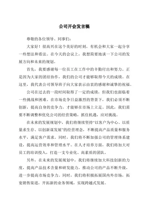 公司开会发言稿