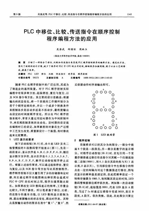 PLC中移位、比较、传送指令在顺序控制程序编程方法的应用