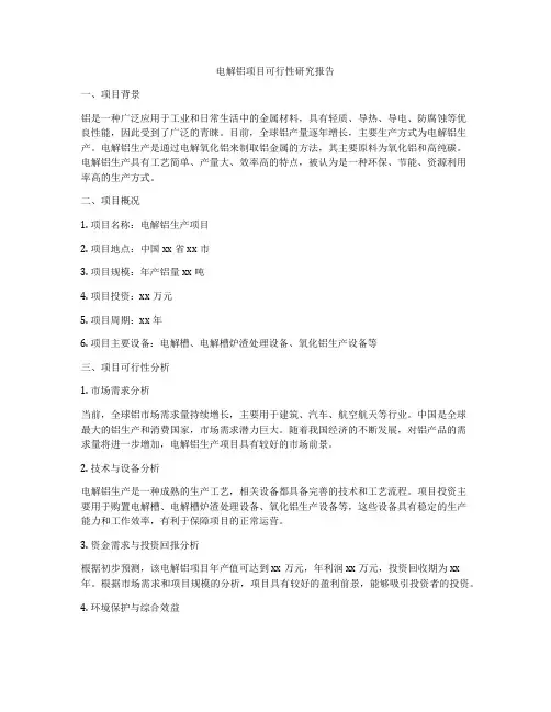 电解铝项目可行性研究报告