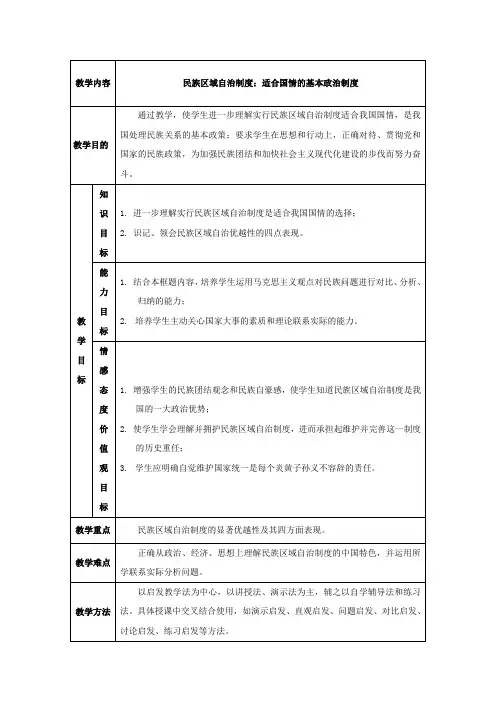 教学设计17：7.2 民族区域自治制度：适合国情的基本政治制度