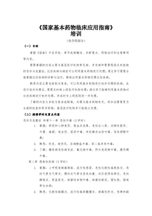 基本药物临床应用指南培训