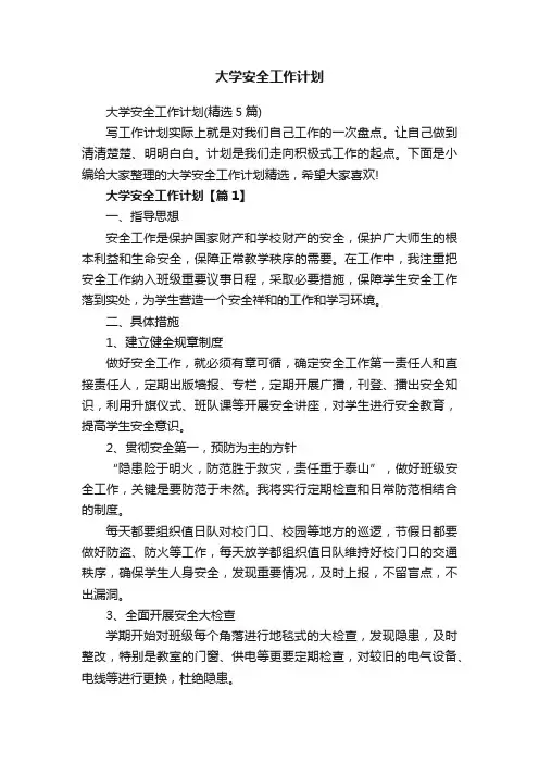 大学安全工作计划