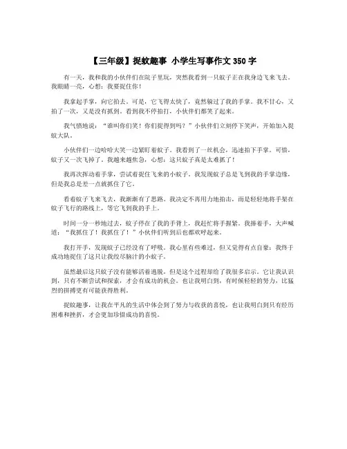 【三年级】捉蚊趣事 小学生写事作文350字