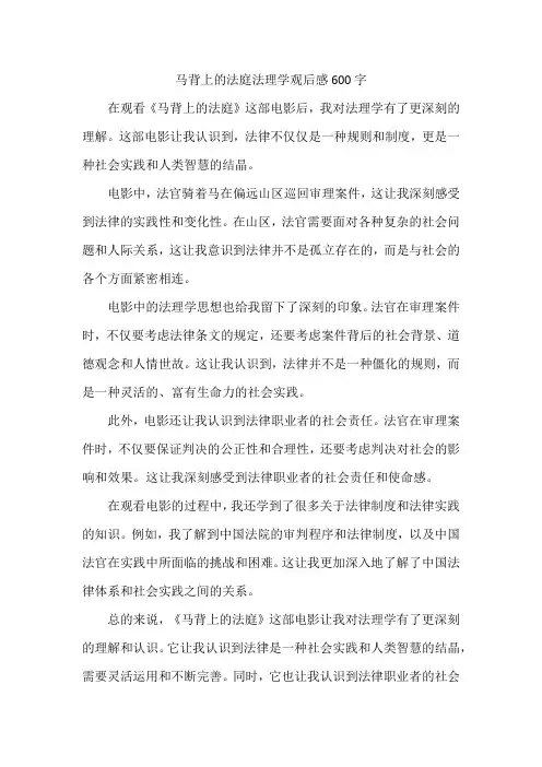 马背上的法庭法理学观后感600字