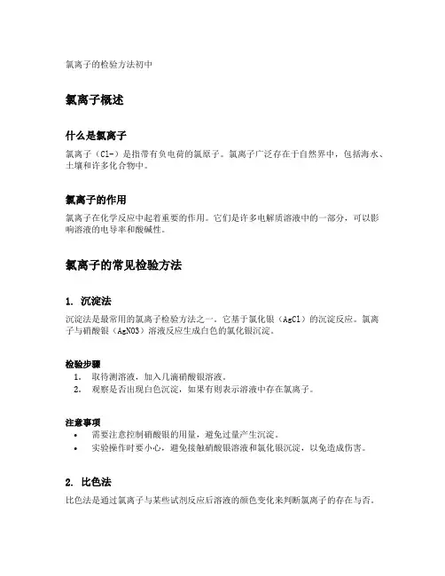 氯离子的检验方法初中