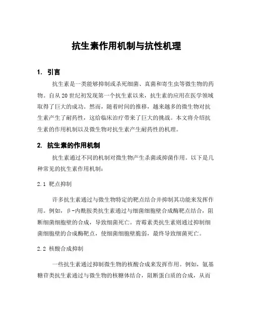 抗生素作用机制与抗性机理