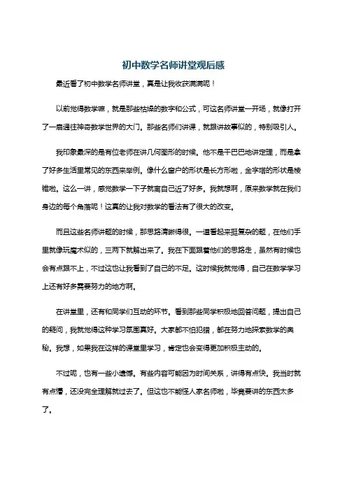 初中数学名师讲堂观后感
