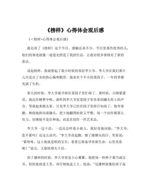 《榜样》心得体会观后感