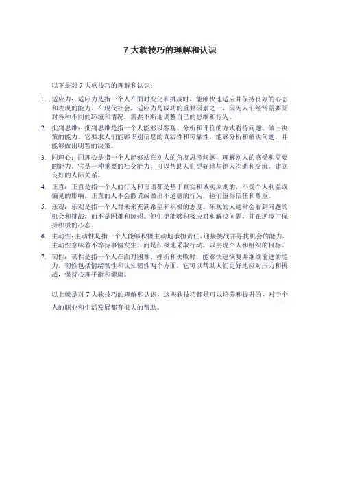 7大软技巧的理解和认识