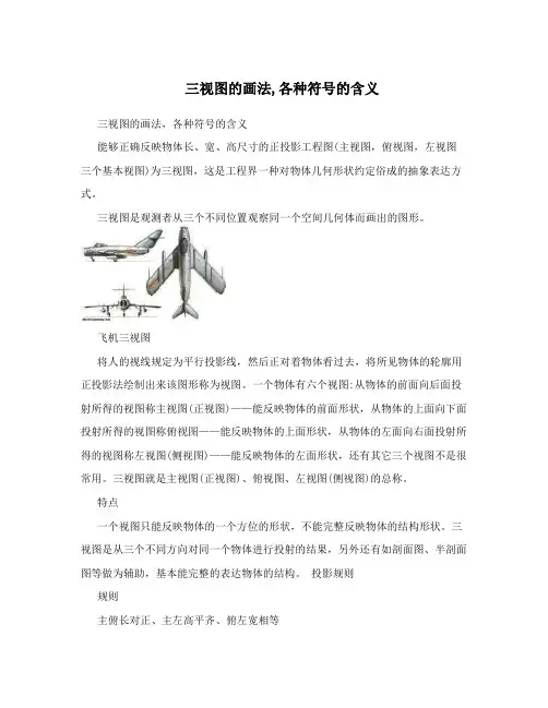 三视图的画法,各种符号的含义