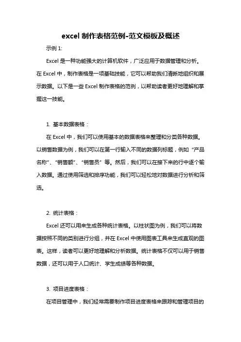 excel制作表格范例-概述说明以及解释
