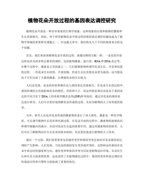 植物花朵开放过程的基因表达调控研究