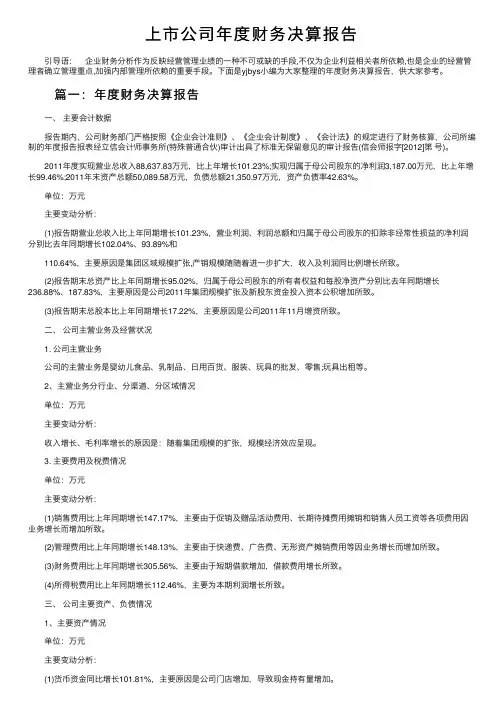 上市公司年度财务决算报告