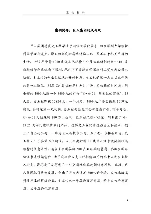 巨人集团的成与败