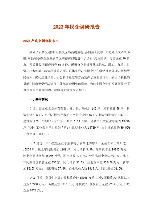 2023年民企调研报告
