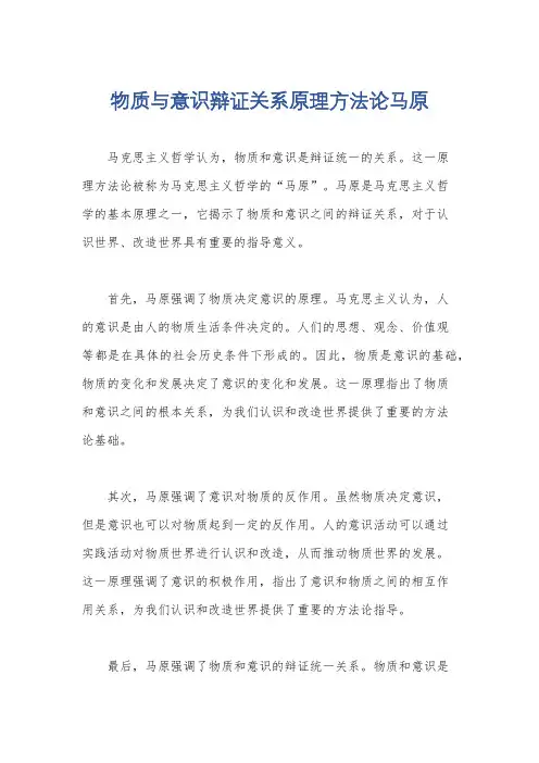 物质与意识辩证关系原理方法论马原