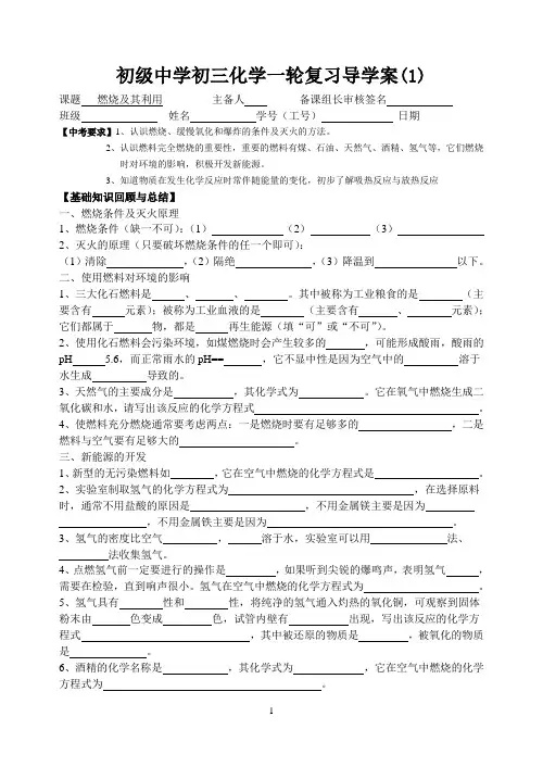 初三化学一轮复习导学案(1)