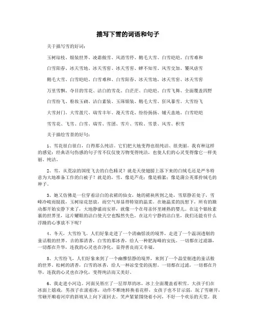 描写下雪的词语和句子