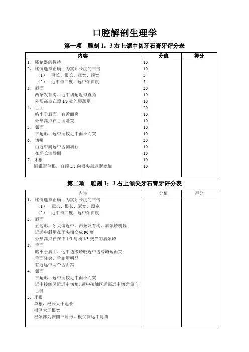 口解实验评分标准(1)