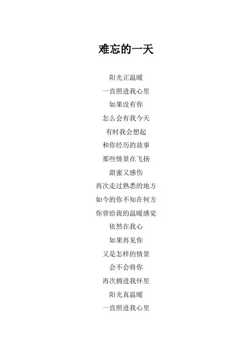 许巍《难忘的一天》歌词(专辑：爱如少年)
