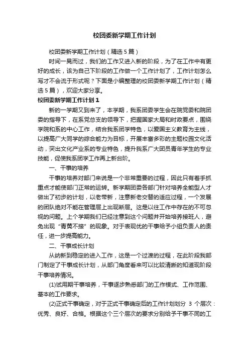 校团委新学期工作计划（精选5篇）