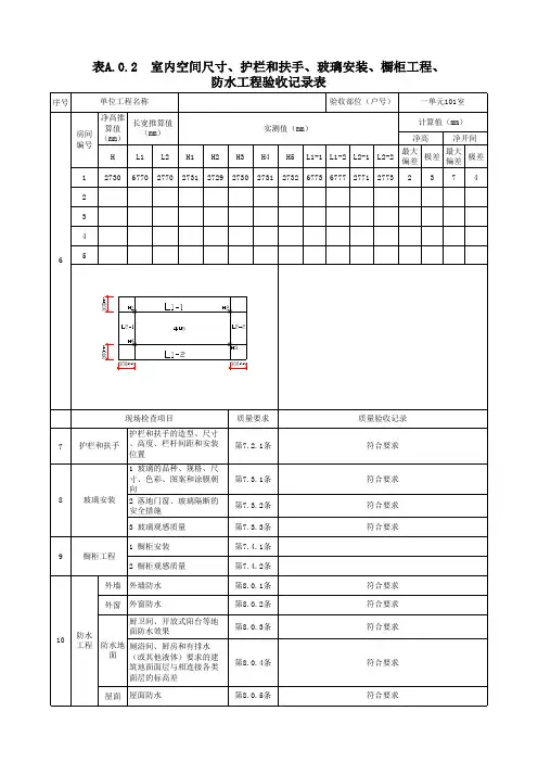 江苏最新的分户验收表表格A.0.2自动计算