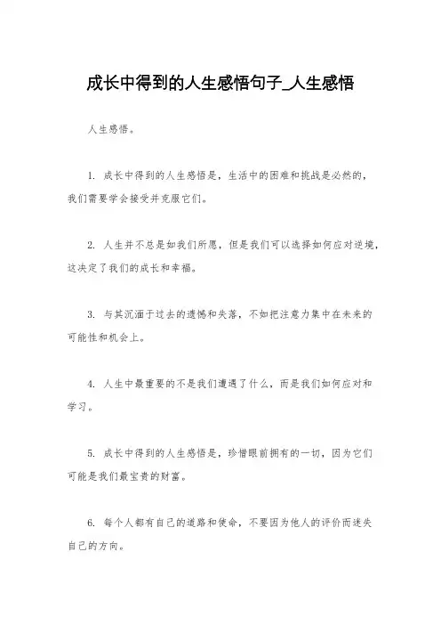 成长中得到的人生感悟句子_人生感悟