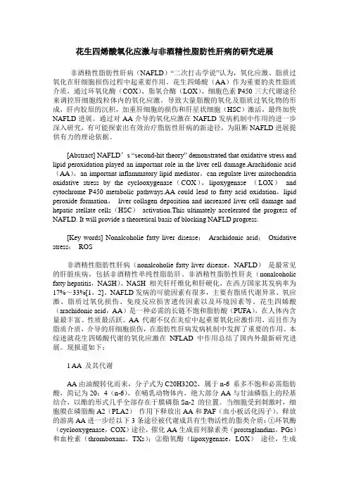 花生四烯酸氧化应激与非酒精性脂肪性肝病的研究进展
