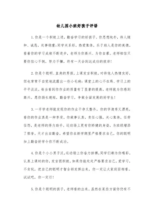 幼儿园小班好孩子评语（2篇）