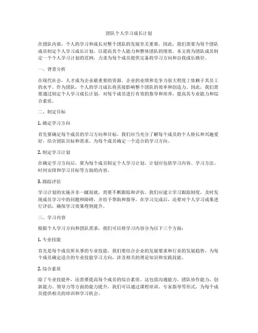 团队个人学习成长计划