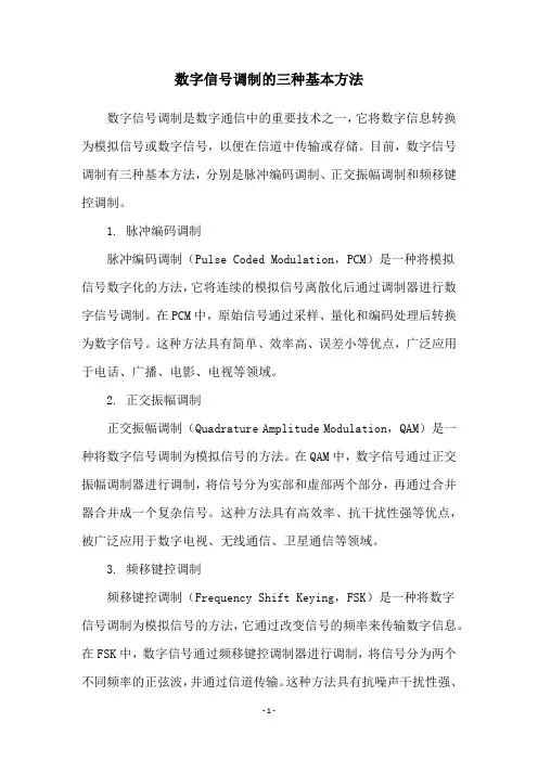 数字信号调制的三种基本方法