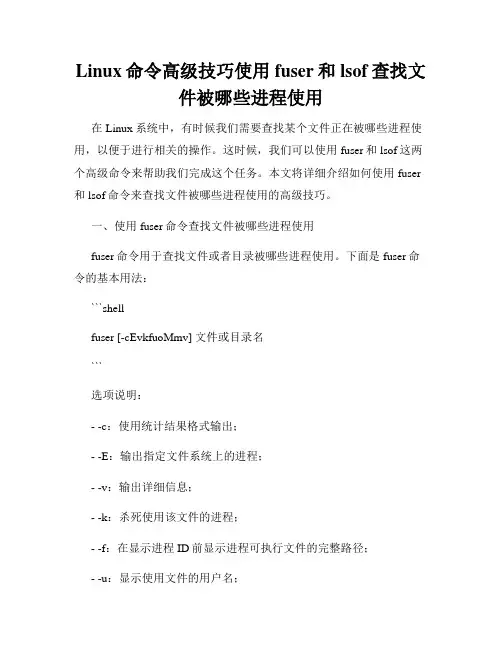 Linux命令高级技巧使用fuser和lsof查找文件被哪些进程使用