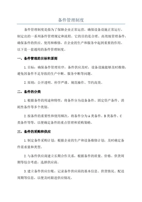 备件管理制度