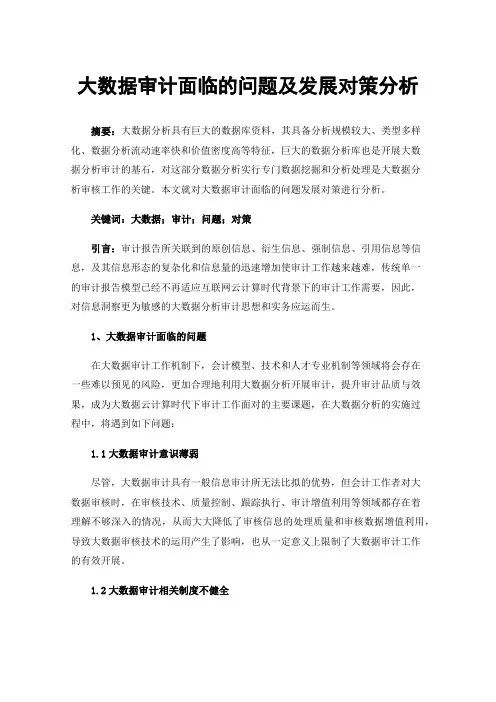 大数据审计面临的问题及发展对策分析