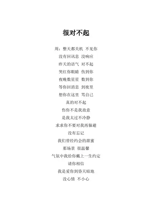 周杰轮《很对不起》歌词(专辑：熊猫人 电视剧原声带)
