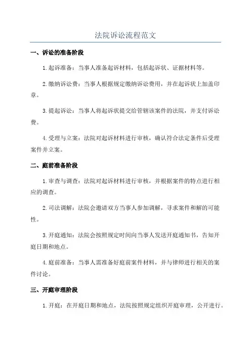 法院诉讼流程范文