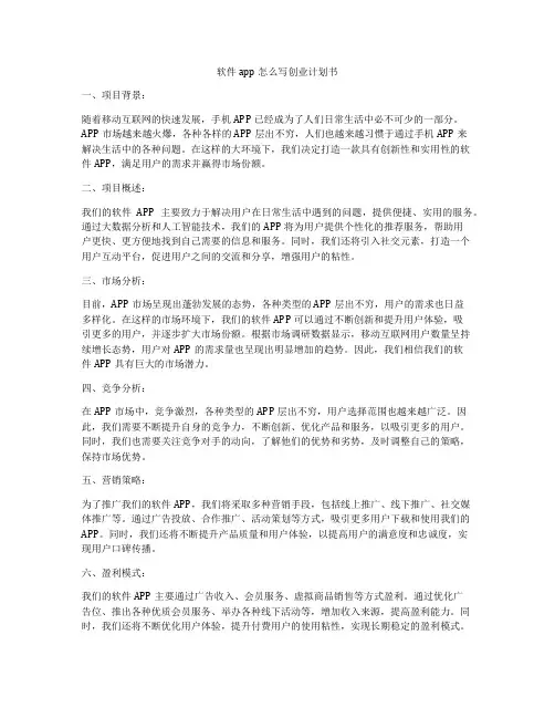 软件app怎么写创业计划书