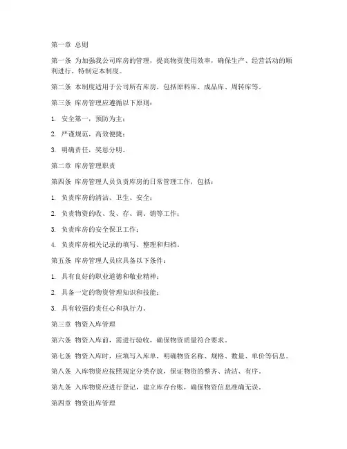 农业种植公司库房管理制度