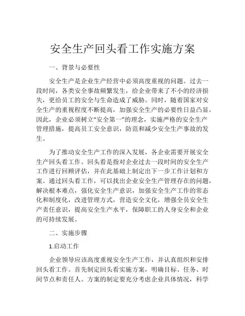 安全生产回头看工作实施方案