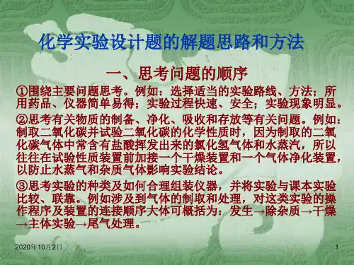 化学实验设计题的解题方法和思路精品PPT教学课件