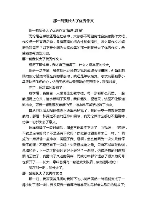 那一刻我长大了优秀作文