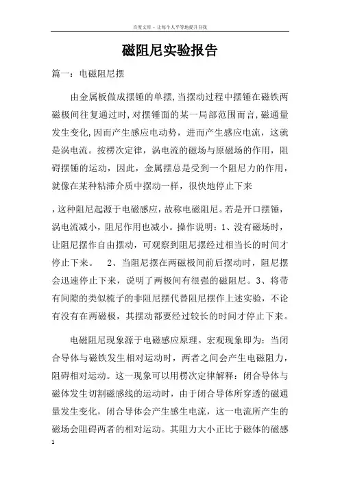 磁阻尼实验报告
