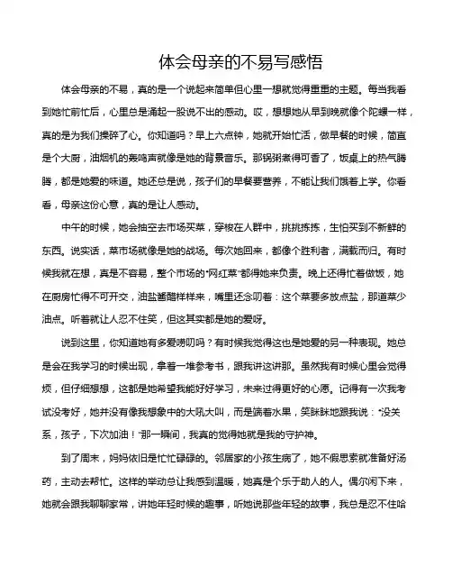 体会母亲的不易写感悟