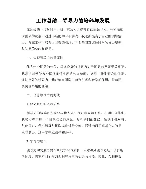 工作总结—领导力的培养与发展