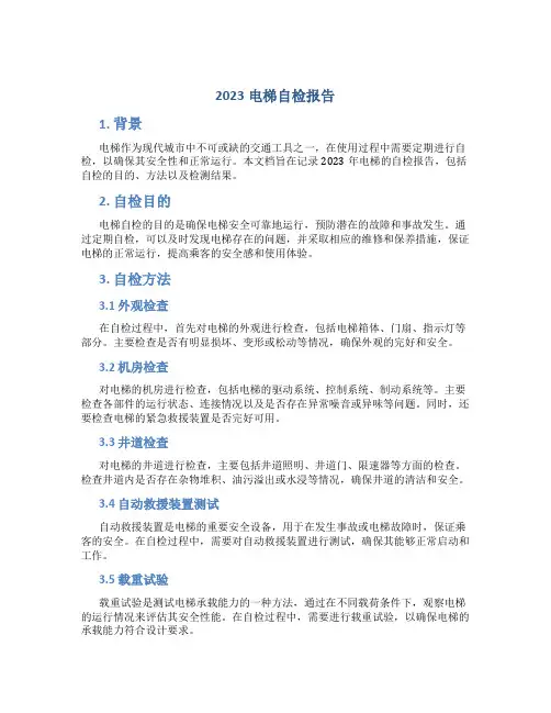 2023电梯自检报告