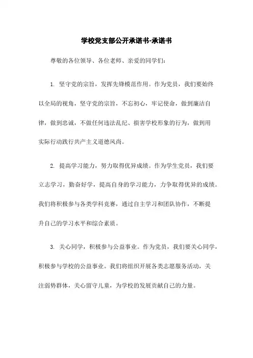 学校党支部公开承诺书-承诺书