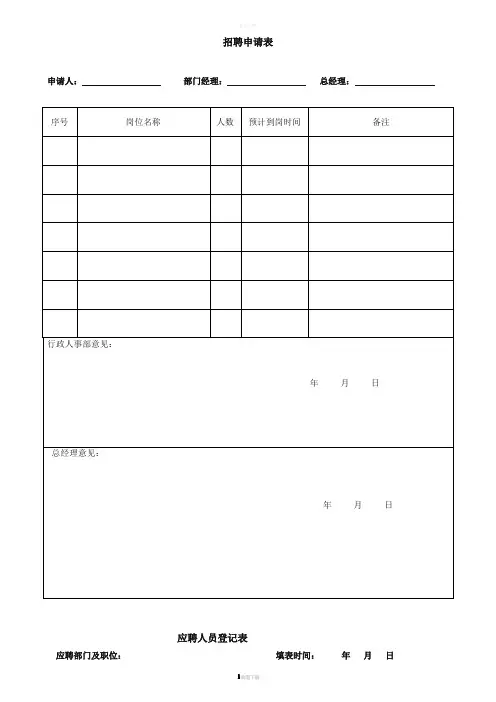 办公常用表格大全