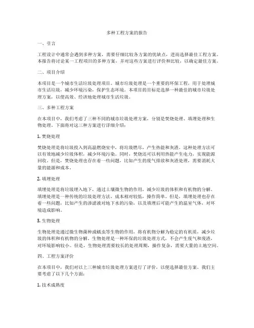 多种工程方案的报告