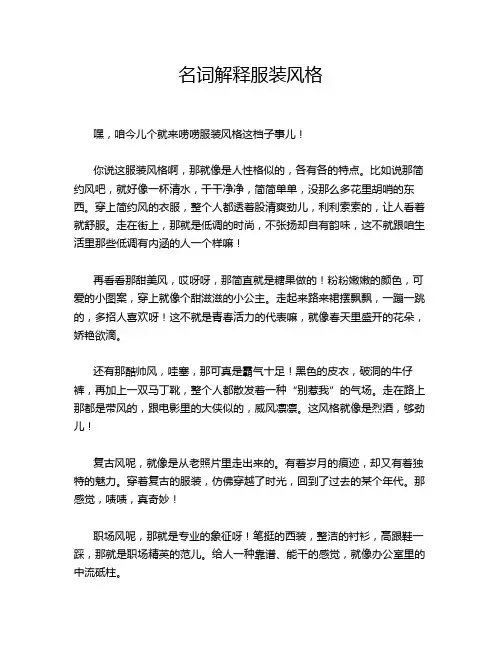 名词解释服装风格