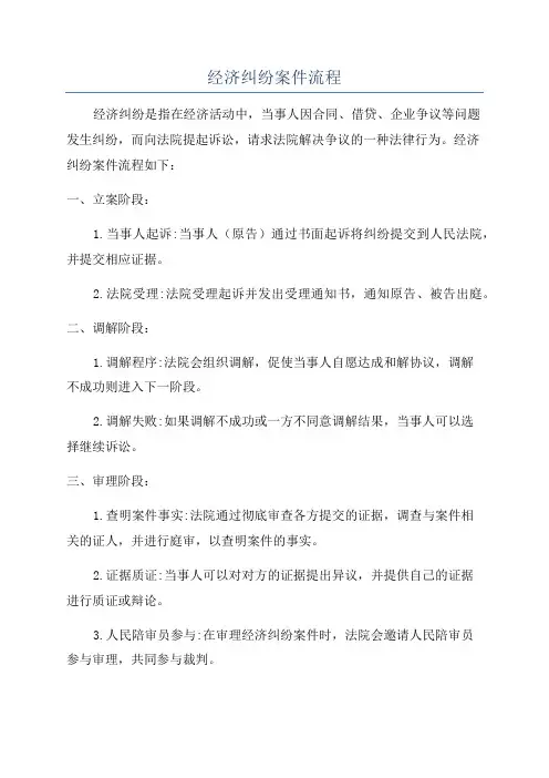经济纠纷案件流程